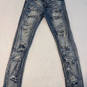 Aime Leon Dore Ripped Blue Skinny Jeans